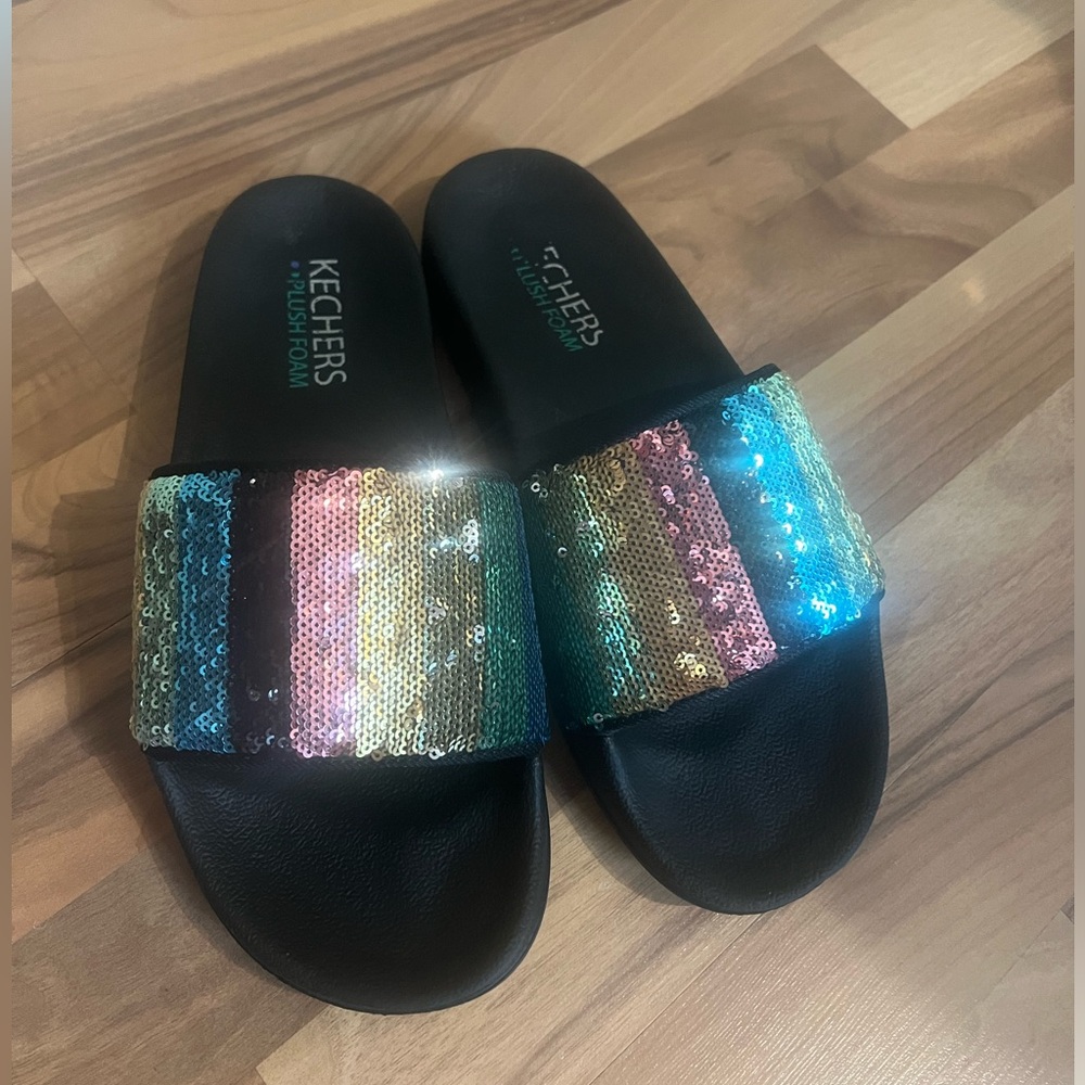 Skechers Bobs Popups Rainbow Sequin Sz 10
